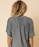 Frock Me Out | Fluted Sleeve Lurex Top | Silver