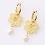 Martha Jean | Heart Flower Earrings - Yellow/gold