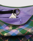 Baggu | Medium Nylon Crescent | Green Star Plaid
