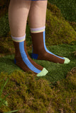 Wolf & Mishka | Colourblock Ribbed Socks | Field