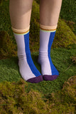 Wolf & Mishka | Colourblock Ribbed Socks | Blue Moon