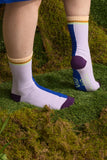 Wolf & Mishka | Colourblock Ribbed Socks | Blue Moon