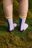 Wolf & Mishka | Colourblock Ribbed Socks | Blue Moon