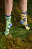 Wolf & Mishka | Colourblock Ribbed Sock | Floral