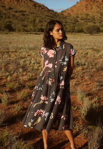 Nancybird | Maja Dress | Watercolour Charcoal