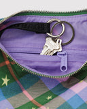 Baggu | Small Nylon Crescent Bag | Green Star Plaid