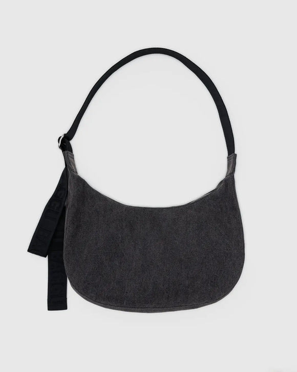 Baggu | Medium Denim Crescent | Washed Black