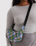 Baggu | Small Nylon Crescent Bag | Green Star Plaid