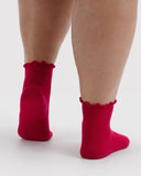 Baggu | Lettuce Edge Socks | Set of 2 | Wild Plum & Cherry