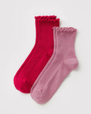 Baggu | Lettuce Edge Socks | Set of 2 | Wild Plum & Cherry