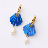 Martha Jean | Mini Shell Earrings | Cobalt