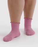 Baggu | Lettuce Edge Socks | Set of 2 | Wild Plum & Cherry