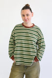 Olga de Polga | Haco Long Sleeve Stripe Cotton T-Shirt | Green