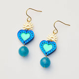 Martha Jean | Sacred Heart Earrings | Cobalt / Green