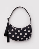 Baggu | Medium Nylon Crescent | Black And Cream Polka Dot