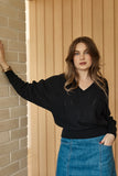 Frock Me Out | Chevron Batwing Cotton Cashmere Knit | Black