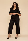Frock Me Out | Black V Neck Sleevie Wonder Jumpsuit