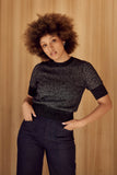 Frock Me Out | Elbow Sleeve Knit Jumper | Black with Silver Lurex