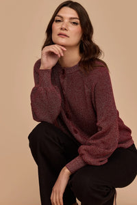 Frock Me Out | Knit Cardigan | Burgundy Gold Lurex