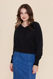 Frock Me Out | Chevron Batwing Cotton Cashmere Knit | Black