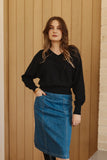 Frock Me Out | Chevron Batwing Cotton Cashmere Knit | Black