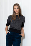 Frock Me Out | Elbow Sleeve Knit Jumper | Black with Silver Lurex