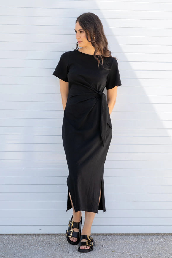 Frock Me Out | Stretch Tie-Waist Dress | Black