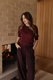 Frock Me Out | Chevron Cotton Cashmere Knit Top | Burgundy
