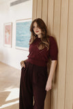 Frock Me Out | Chevron Cotton Cashmere Knit Top | Burgundy