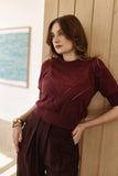Frock Me Out | Chevron Cotton Cashmere Knit Top | Burgundy