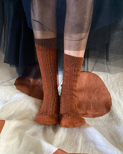 Tightology | Paprika Cable | Merino Wool Socks