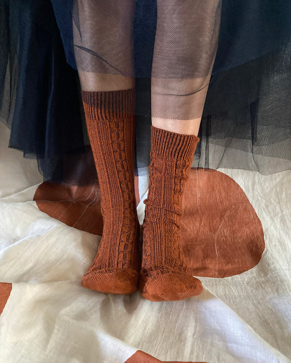 Tightology | Paprika Cable | Merino Wool Socks