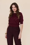 Frock Me Out | Chevron Cotton Cashmere Knit Top | Burgundy