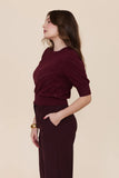 Frock Me Out | Chevron Cotton Cashmere Knit Top | Burgundy