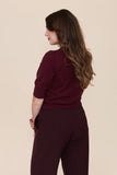 Frock Me Out | Chevron Cotton Cashmere Knit Top | Burgundy