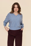 Frock Me Out | Chevron Batwing Cotton Cashmere Knit | Light Blue