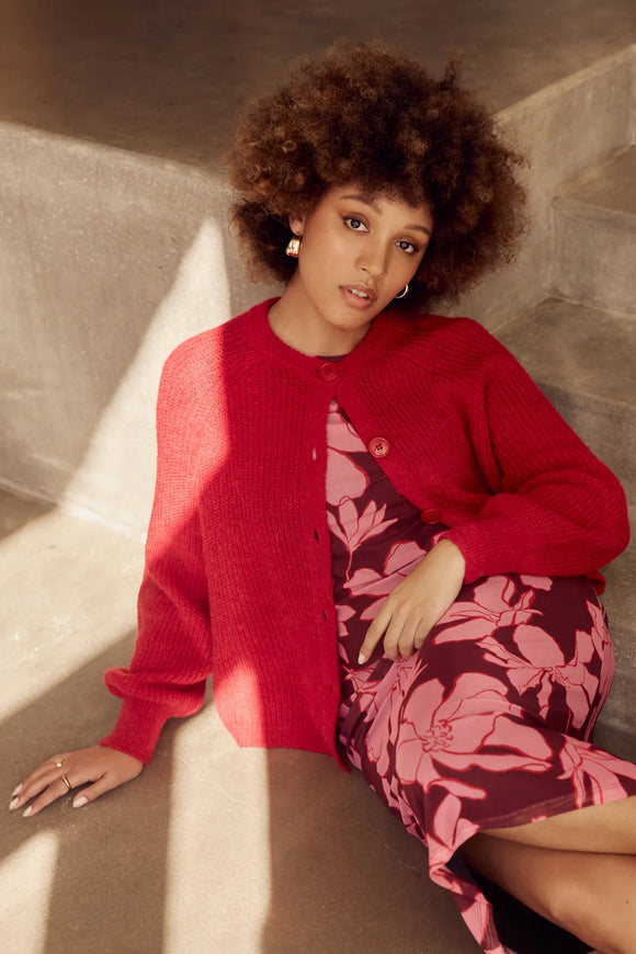 Frock Me Out | Chunky Knit Cardigan | Red