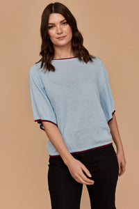 Frock Me Out | Kimono Sleeve Knit | Blue & Burgundy