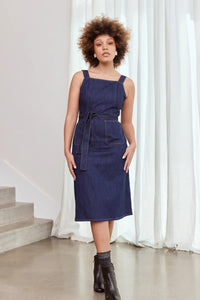 Frock Me Out | Denim Belted Apron Dress