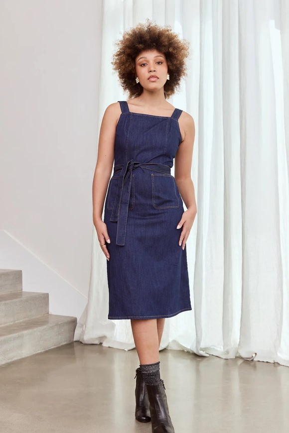 Frock Me Out | Denim Belted Apron Dress