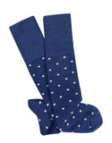 Tightology | Premium Long Socks | Merino Wool | Navy Dotty