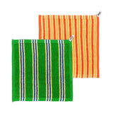 Sophie Home | Striped Terry Towelling Flannel 2 Pack | Green