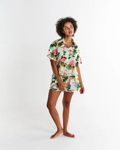 Kip & Co | Organic Cotton Short Sleeve Shirt & Short Pyjama Set | Bouquet Beauty
