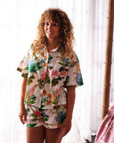 Kip & Co | Organic Cotton Short Sleeve Shirt & Short Pyjama Set | Bouquet Beauty