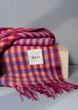 TBco | Recycled Wool Blanket in Pink Micro Gingham