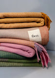 TBco | Recycled Wool Blanket in Green Waffle Block Check