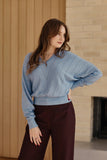 Frock Me Out | Chevron Batwing Cotton Cashmere Knit | Light Blue