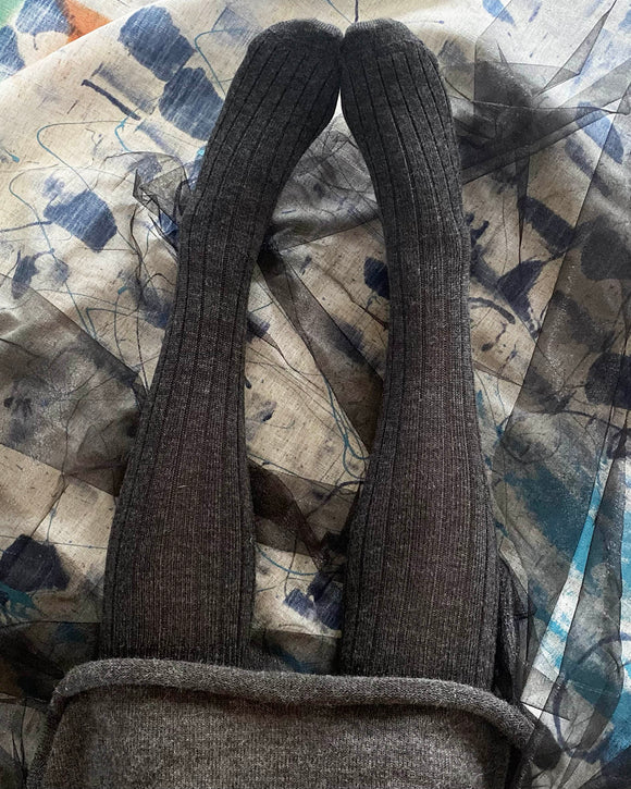 Tightology | Charcoal | Long Rib Merino Wool Socks
