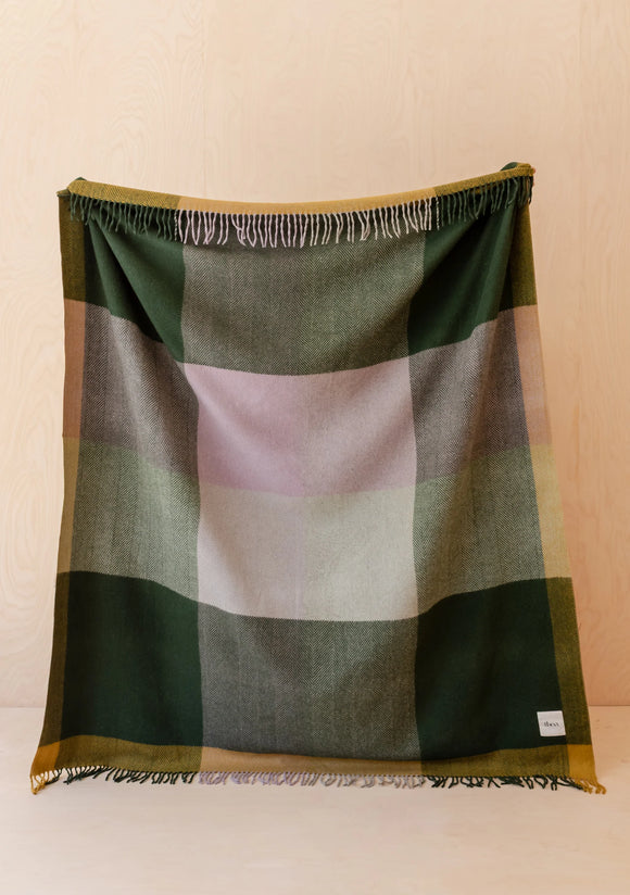TBco | Recycled Wool Blanket in Green Frame Check