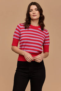 Frock Me Out | Stripe Knit | Red and Disco Lilac